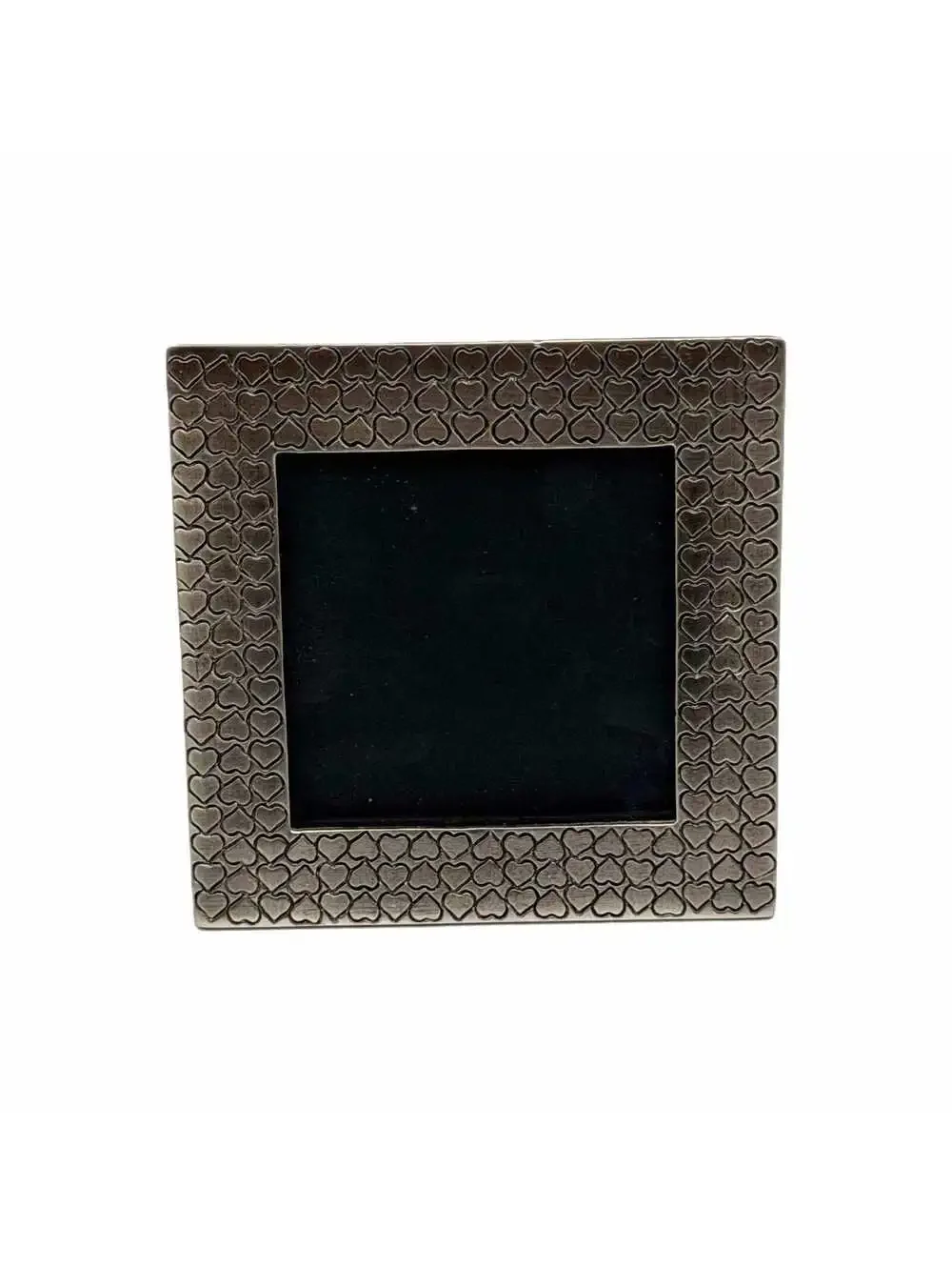 Vintage Furio Decorative Heart Pattern Metal Picture Frame – 3x3-Inch Photo